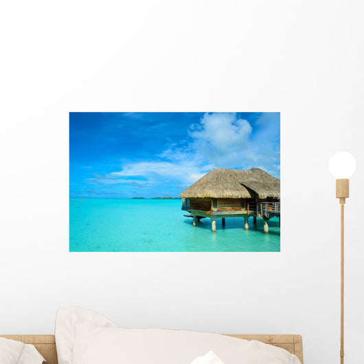 Luxury thatched roof honeymoon bungalow Wall Mural