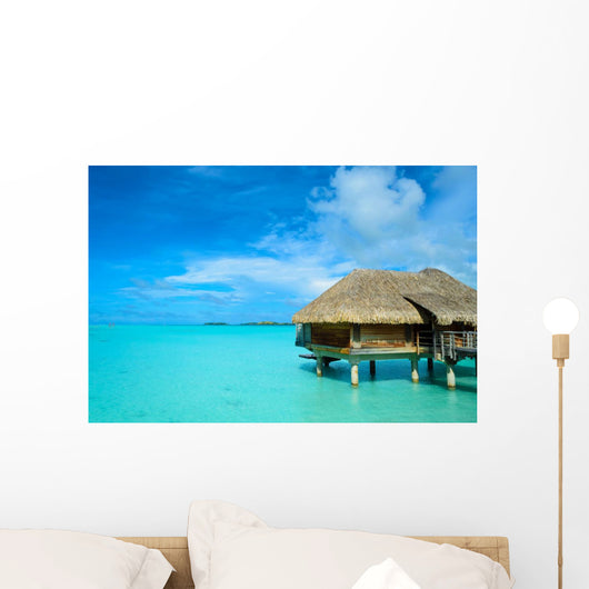 Luxury thatched roof honeymoon bungalow Wall Mural