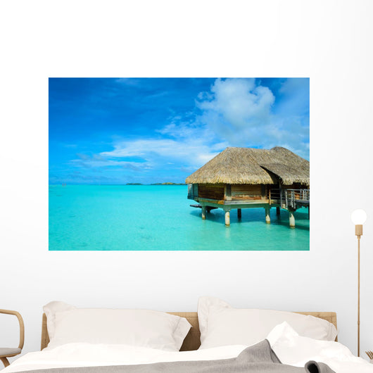 Luxury thatched roof honeymoon bungalow Wall Mural