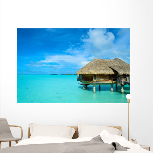Luxury thatched roof honeymoon bungalow Wall Mural