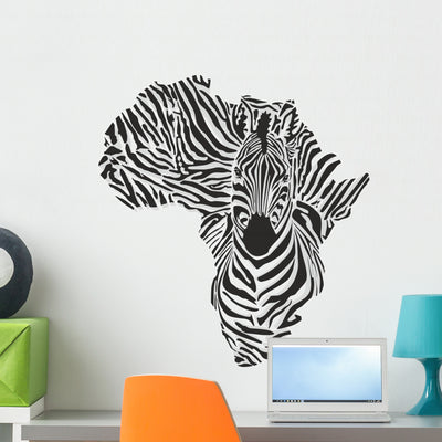 Map Africa with Head Wall Decal shown on a wall