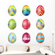 Colorful Easter Eggs Wall Decal Sticker Set
