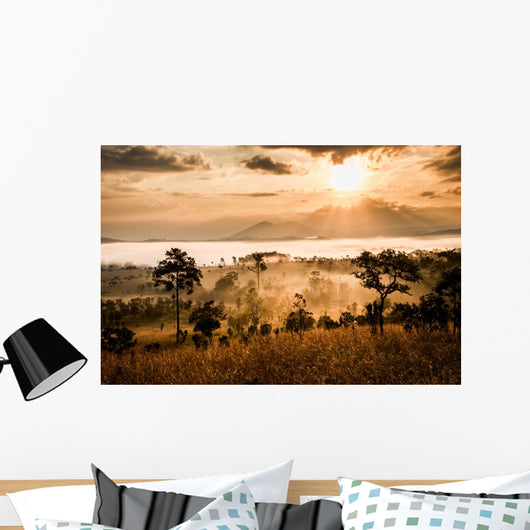 sunrise in savanah meadow Wall Mural