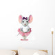 Watercolor Gray Mouse Ballerina Wall Decal