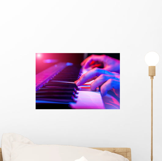 hands of musician playing keyboard Wall Mural