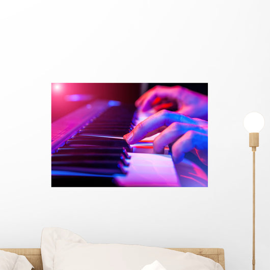 hands of musician playing keyboard Wall Mural