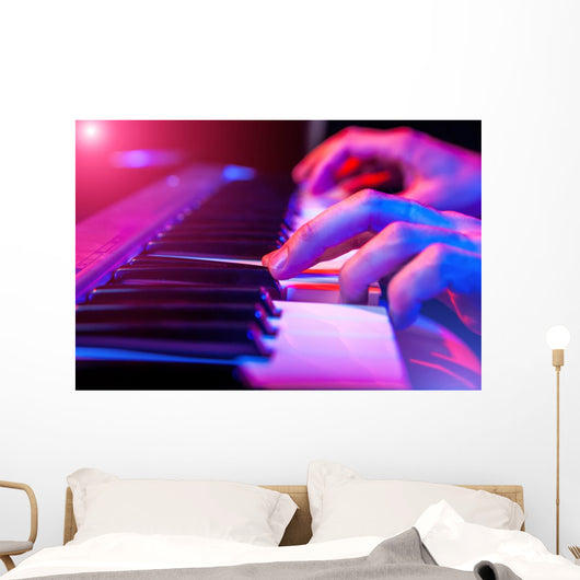 hands of musician playing keyboard Wall Mural