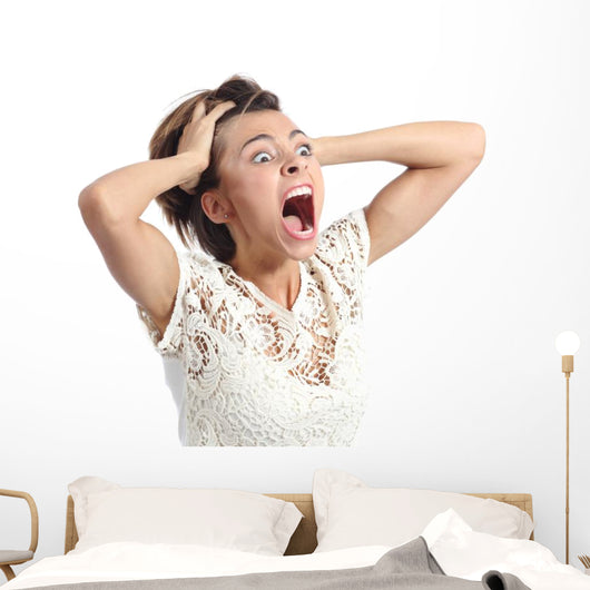 crazy crying woman Wall Decal