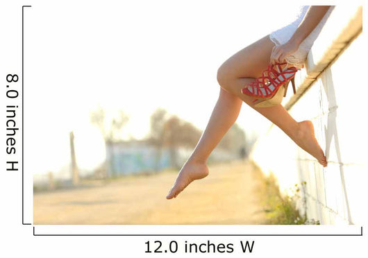 Woman legs silhouette with heels hanging of her hands Wall Mural