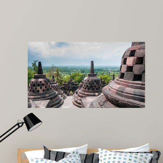 Stupas on the top of Borobudur Wall Mural