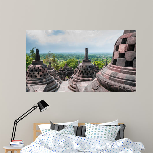 Stupas on the top of Borobudur Wall Mural