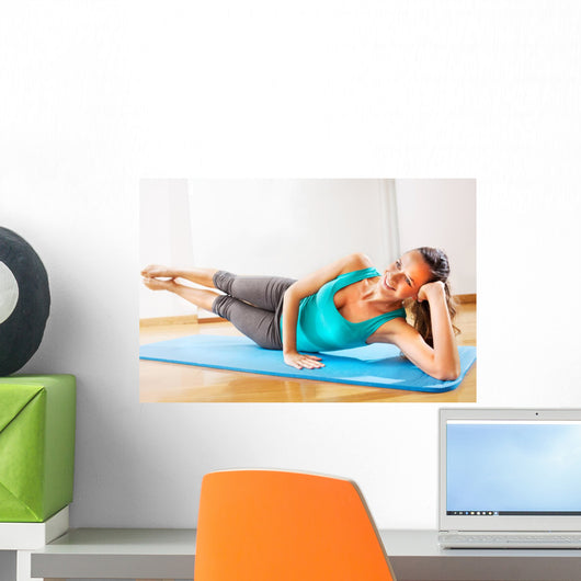 teacher making fitness exercises with passion Wall Mural
