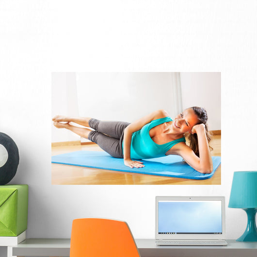 teacher making fitness exercises with passion Wall Mural