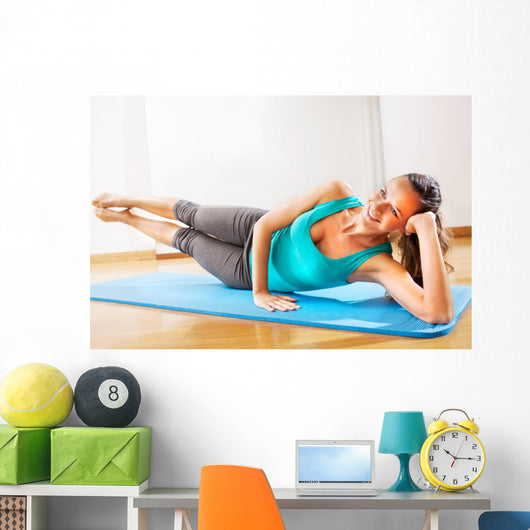 teacher making fitness exercises with passion Wall Mural