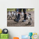 Penguin walk Zoo keeper walking Humboldt's Penguins Wall Mural