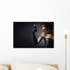 young woman in carnival mask and a glass of red wine. Wall Mural