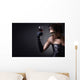 young woman in carnival mask and a glass of red wine. Wall Mural