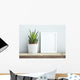 frame with succulent in diy  pot. Mock up. Scandinavian design Wall Mural