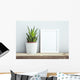 frame with succulent in diy  pot. Mock up. Scandinavian design Wall Mural