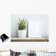 frame with succulent in diy  pot. Mock up. Scandinavian design Wall Mural