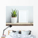 frame with succulent in diy  pot. Mock up. Scandinavian design Wall Mural