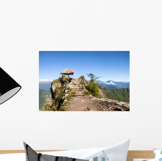 Pavillion atop of Machu Picchu Mountain peak Wall Mural