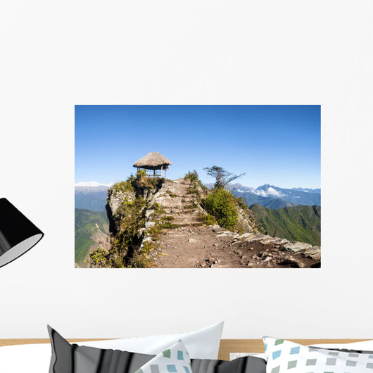Pavillion atop of Machu Picchu Mountain peak Wall Mural