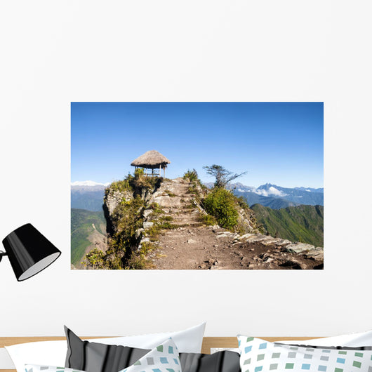 Pavillion atop of Machu Picchu Mountain peak Wall Mural