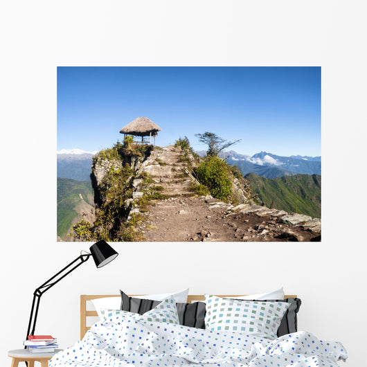 Pavillion atop of Machu Picchu Mountain peak Wall Mural