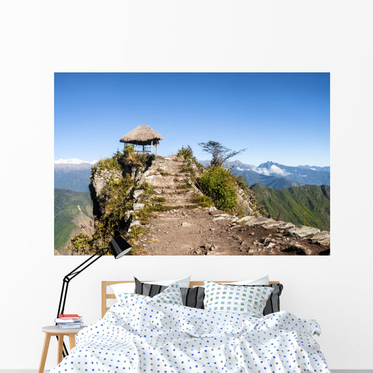 Pavillion atop of Machu Picchu Mountain peak Wall Mural