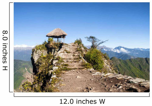 Pavillion atop of Machu Picchu Mountain peak Wall Mural