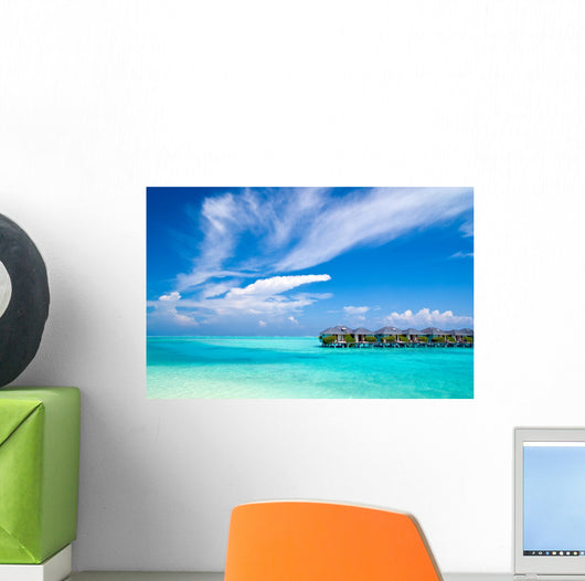 Water bungalows in the Indian Ocean Wall Mural