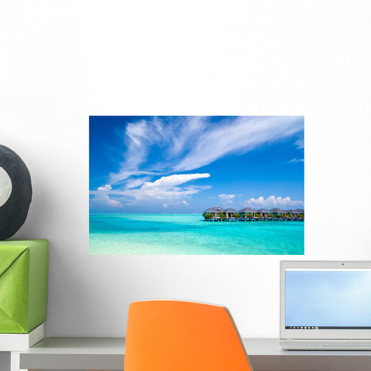 Water bungalows in the Indian Ocean Wall Mural