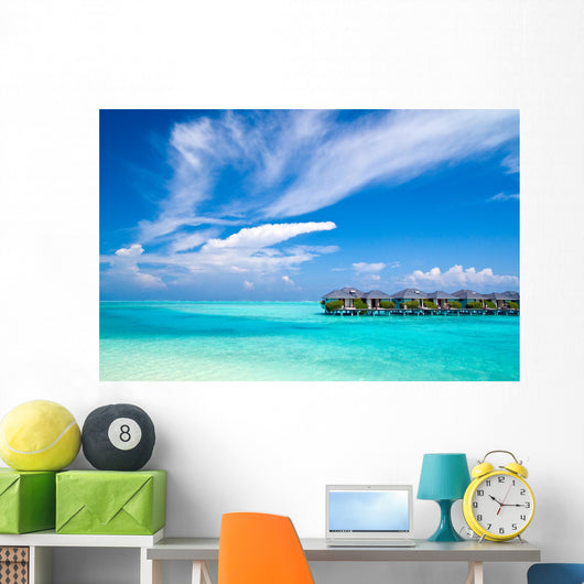 Water bungalows in the Indian Ocean Wall Mural