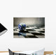 world earth on a chessboard isolated on grey wall background Wall Mural
