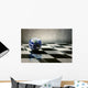 world earth on a chessboard isolated on grey wall background Wall Mural