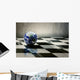 world earth on a chessboard isolated on grey wall background Wall Mural
