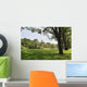Green grass field in big city park Wall Mural