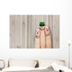 Conceptual finger art. friends are embracing and drinking beer. Wall Mural