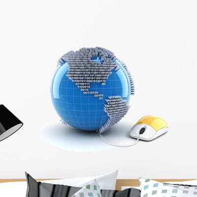 Internet Concept Wall Decal shown on a wall