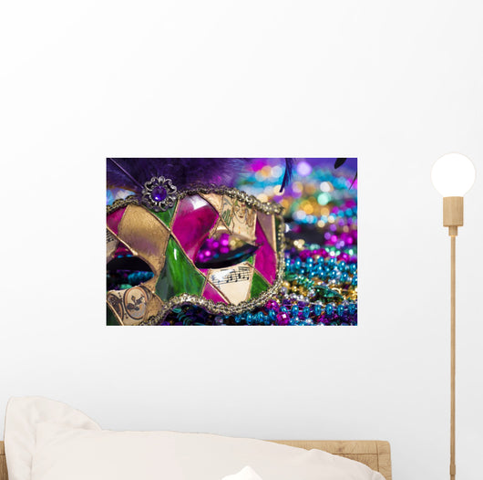 Mardi Gras Mask and beads Wall Mural