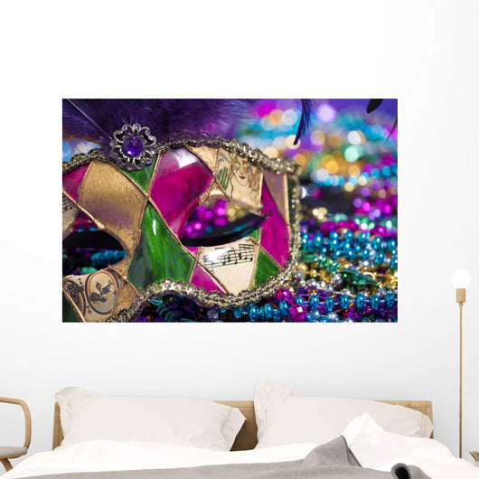 Mardi Gras Mask and beads Wall Mural