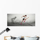 Junge Frau H&auml;gt Ihren Schatten Ab Wall Decal