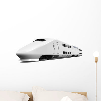 White Bullet Train Wall Decal shown on a wall