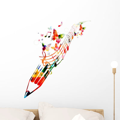 Creative Song Writing Wall Decal shown on a wall