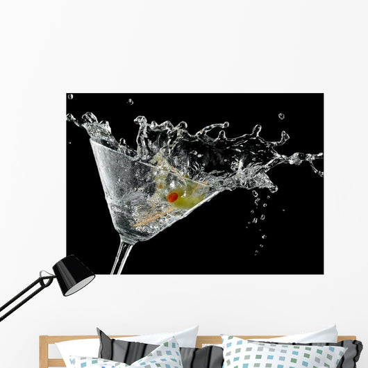 Cocktail with Olive Splash Wall Decal