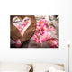 Light  heart on rustic wooden background Wall Mural