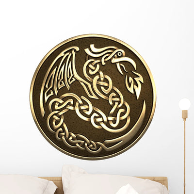 Celtic Dragon Wall Decal shown on a wall