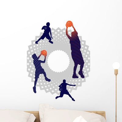 Meditative Basketball Wall Decal shown on a wall