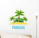 Tropical Island, Vector Nature Landscape Illustration Wall Decal